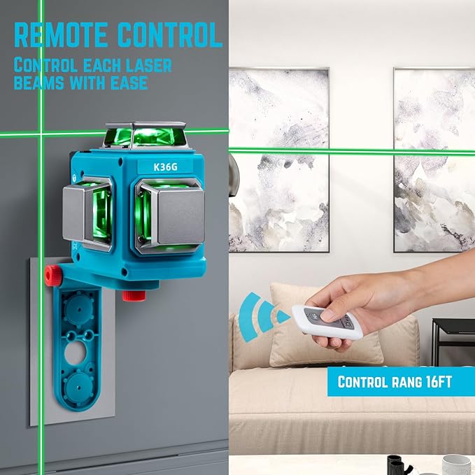 KEZERS Laser Level with Tripod,3 x 360 Self Leveling Laser Leveler tool for Picture Hanging,Construction,Remote Controller,Rechargeable Battery,Carry Pouch Included