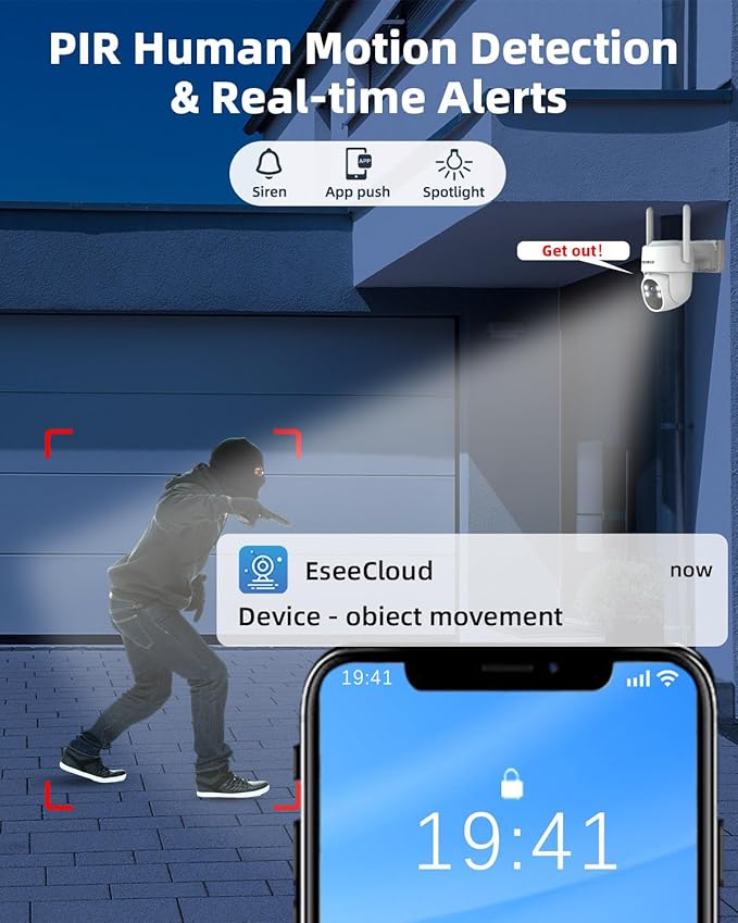 Solar Security Cameras Wireless Outdoor, 4MP FHD Battery Powered Home Security Camera System with 10" Monitor, 4-Cam kit, 360° View, Full Color Night Vision, Motion Detection, Work with Alexa