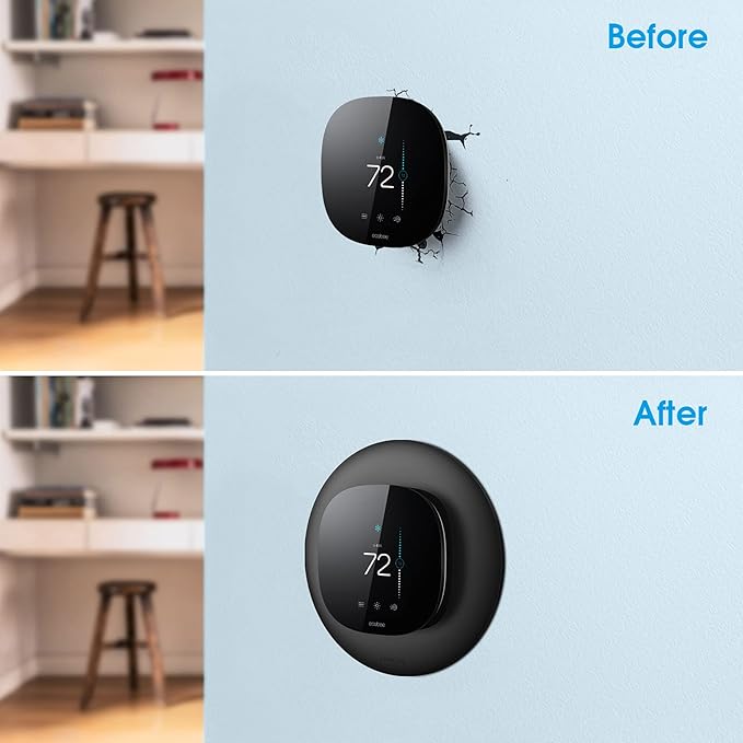 CaseBot Wall Plate for Ecobee3 Lite / Ecobee3 SmartThermostat, Practical Trim Kit, Easy Installation, Durable Polycarbonate Material, Stylish Design (Matte Black)