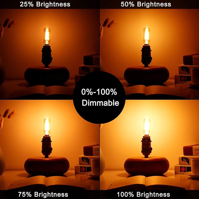 LiteHistory Dimmable T6 led Bulb 40W Candelabra led 2200K Amber 250lm 4W e12 T25 led Bulb 6Pack