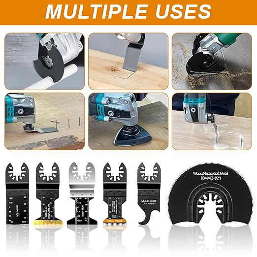 50 Pack Oscillating Tool Blade - Universal Titanium Multitool Blades, Oscillating Saw Blades for Wood Plastics Metal, Multi Tool Blades Kits Fit Dewalt Ryobi Bosch Milwaukee & More