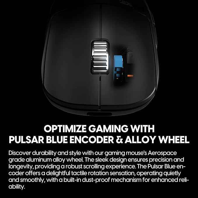 Pulsar Gaming Gears - X2A eS Wireless Gaming Mouse, Ambidextrous, Optical Switch, OLED Display, Driverless, PAW3395 Sensor, 100H Battery, 4K dongle Included (Medium, Black)