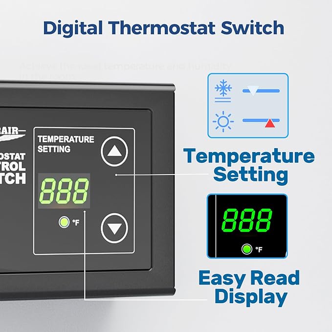 ALORAIR Adjustable Thermostat Control, with Socket and Overload Protector, Replacement Thermostat, for Power Attic Ventilators, TCS-10
