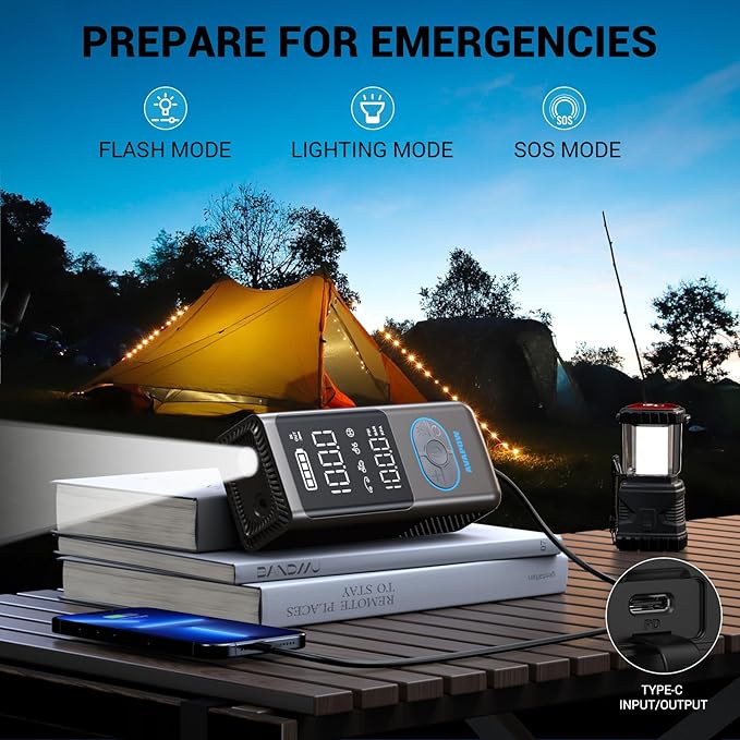 AVAPOW AP18 Tire Inflator Portable Air Compressor, 300% Faster 150 PSI Cordless Air Pump with Tire Pressure Gauge, 3.7″ Dual LCD Screen, Auto-Shuts Off Tire Pump for Car, Motorcycle, Bicycle, Gold