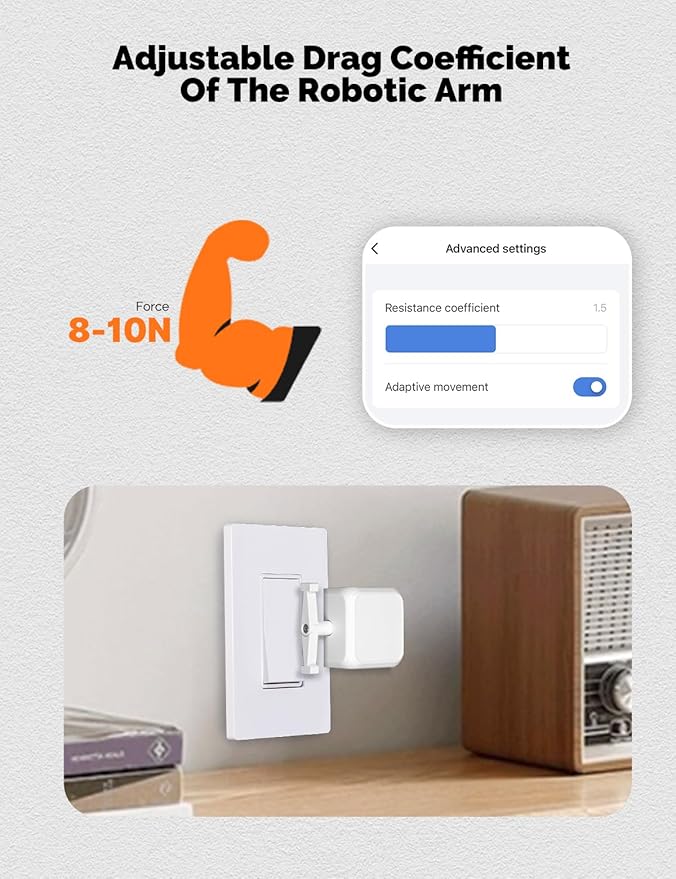 MOES Rock Switch Fingerbot 3nd Generation, Timer Control Work with Smart Life App, Add MOES Tuya Bluetooth Hub Make it Compatible with Alexa and Google Home(Need BLE Hub