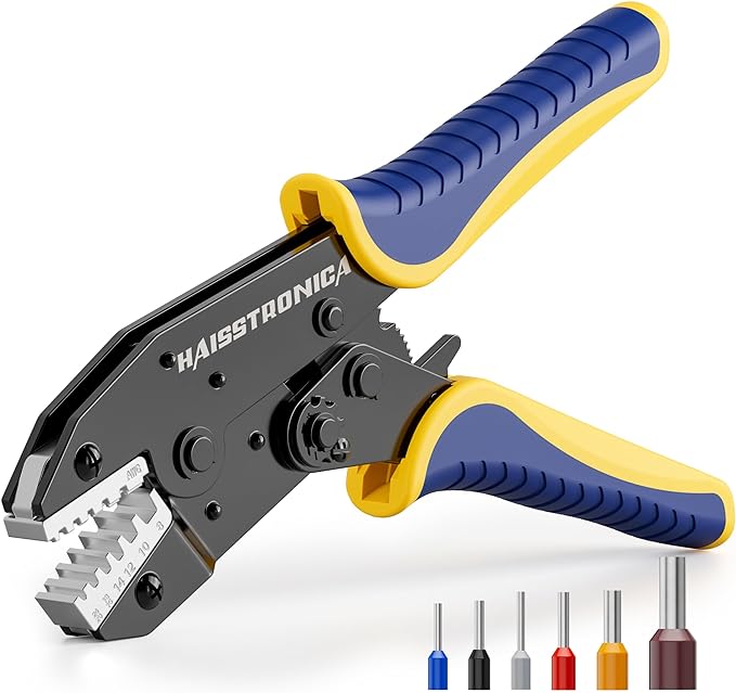 haisstronica ferrule Crimping Tool,24-8 AWG Sleeves Ferrule Ratchet Wire Crimping Tool