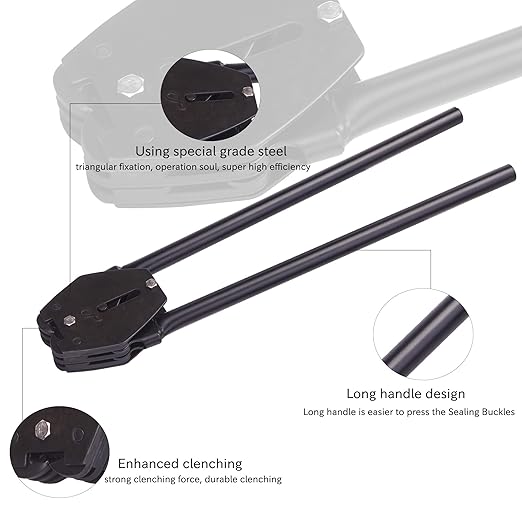 Pallet Packaging Strapping Banding Kit - Tensioner & Sealer Machine Set, Heavy Duty PET Belt, Open Serrated Seals, Corner Protector