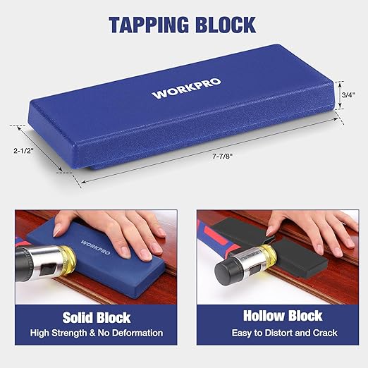 WORKPRO 43PC Laminate Flooring Installation Kit- Rubber Mallet with Fiberglass Handle, 17” Heavy Duty Pull and Pry Bar, Solid Tapping Block and 40 Spacers- Premium Wood Flooring Installation Tool