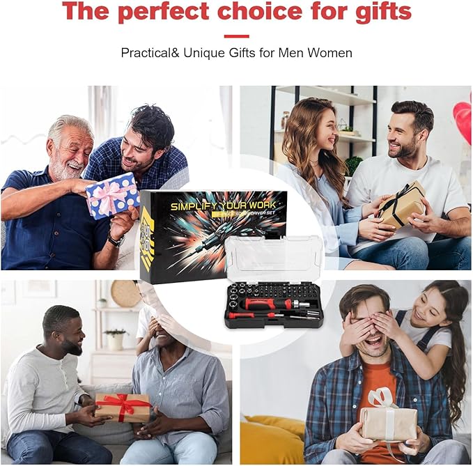 Multi Ratcheting Screwdriver Set: 56 IN 1 Magnetic Bits & Sockets with Case for Emergency Use At Home