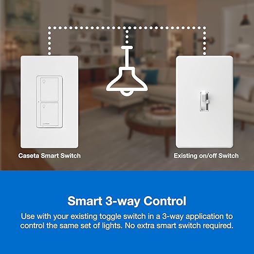 Lutron Caseta Original Smart Light Switch Kit w/ Wall Plate and Smart Hub, Compatible w/ Alexa, Apple Home, Google Home, Single-Pole/3 Way, 5 Amp, P-BDG-PKG1WS