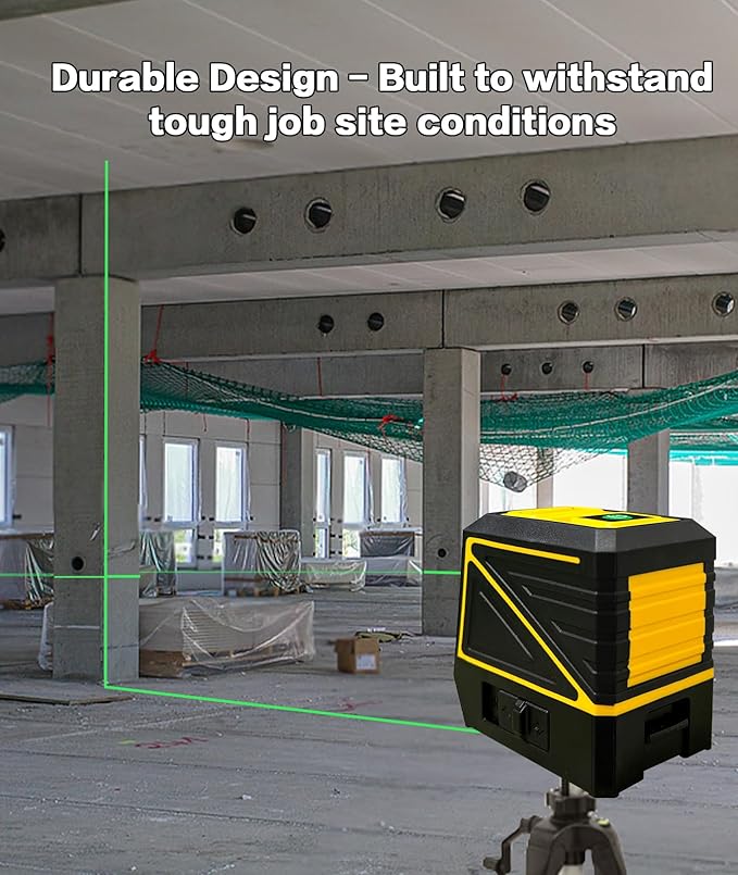 360° Self-Leveling Laser Level with Rotary Rocker, Neck Extension Locking, and Non-Skid Rubber Feet for Precise Alignment and Large Area Coverage