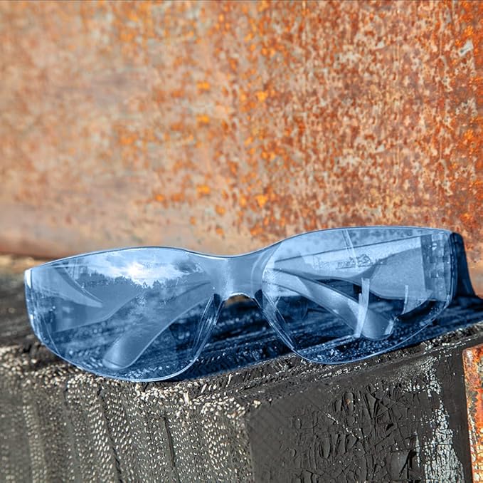 BISON LIFE Safety Glasses - Scratch Resistant Wrap Around Eyewear, Polycarbonate ANSI Z87.1 Impact Resistant Lens