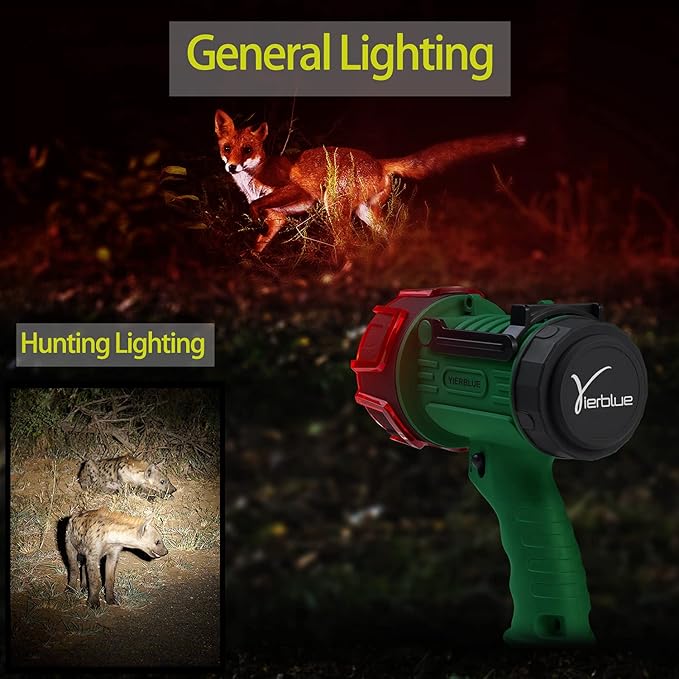 YIERBLUE Rechargeable Spotlight Flashlight, 1000,000 High Lumen LED Spotlight with Ultra-Long Running, IP67Waterproof Spot Lights with Red Lens(Large)