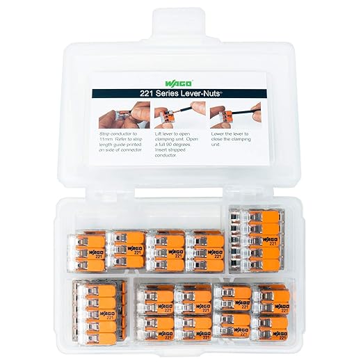 WAGO 221 Lever-Nuts 36pc Compact Splicing Wire Connector Assortment. Includes 221-412, 221-413, 221-415