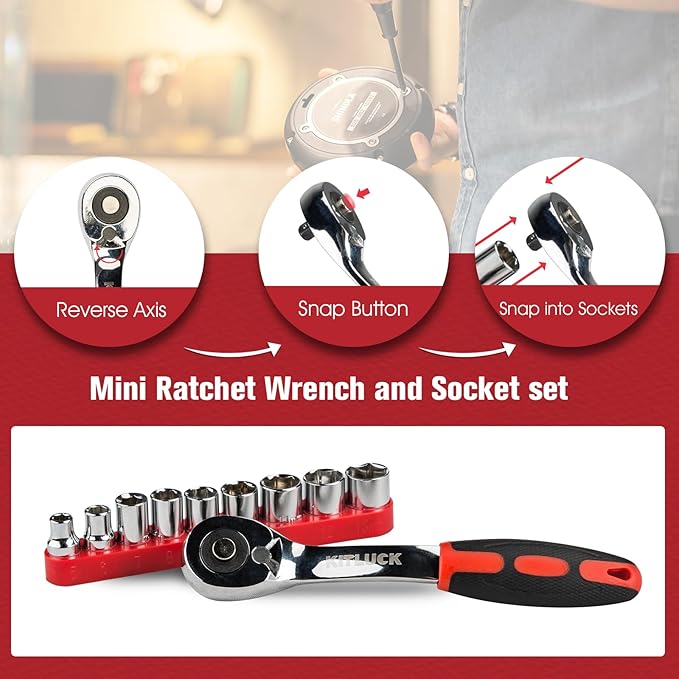 KITLUCK 138-piece Home Tool Kit, Household Hand Repair Tool Set for men, Portable Basic Tool box Set with Tools (Screwdriver, Plier, Wrench, Socket, Harmer, Rule, etc.) for Home and Car