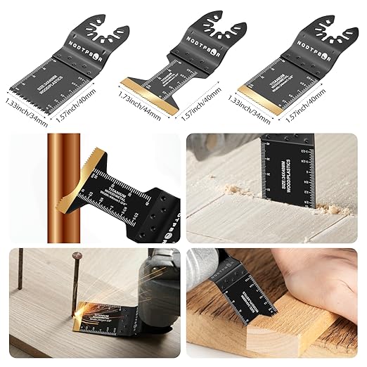 54 PCS Oscillating Saw Blades Professional Universal Wood Multitool Blades Titanium Oscillating Tool Blade for Metal Nails, Wood and Plastic Multi Tool Blades Kits Fit All Models (54PCS)