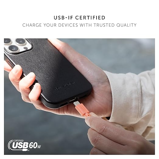 Native Union Type-C Belt Cable - USB-C to USB-C 4ft Ultra-Strong Charging Cable Compatible with iPhone 16, 16 Plus, 16 Pro, 16 Pro Max, iPad Pro, iPad Air, Galaxy S25, Flip 6, Fold 6 (Apricot)