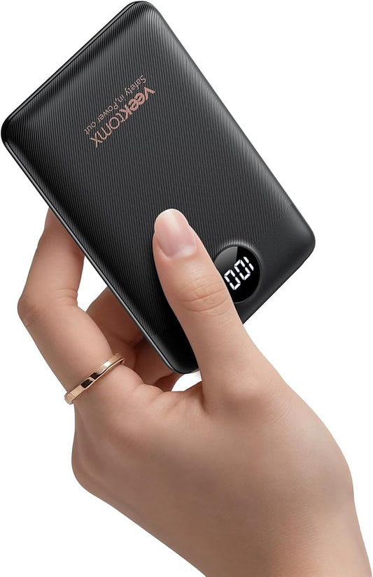 VEEKTOMX Mini Portable Charger 10000mAh, 22.5W Fast-Charging Portable Power Bank Ultra Slim & Lightweight 3 Output Ports Travel Battery Pack Compatible with iPhone/Samsung/One Plus, Travel Must-Have