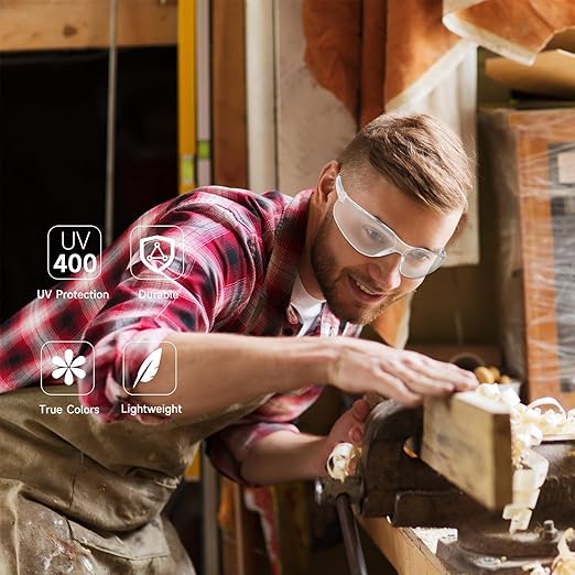 Clear Safety Glasses Bulk of 10 ANSI Z87.1 Protective Eyewear Scratch-Resistant for Work, Lab, Construction