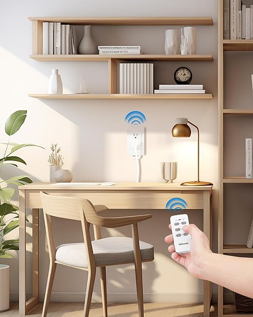 Remote Control Outlet, WILAWELS Wireless Remote Light Switch, Expandable Electrical Outlet Switch for Lamp, Light, Fan, Appliance, 100ft RF Range, FCC Listed, 1 Remote + 3 Outlets W02RC1306