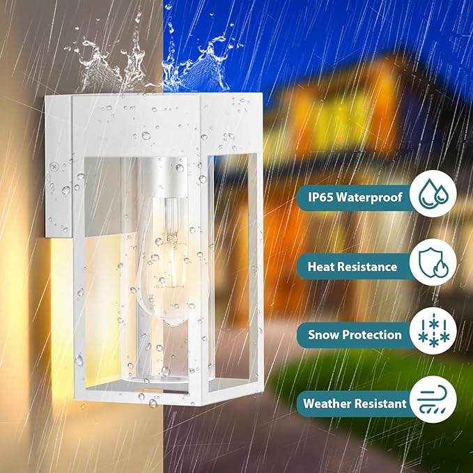 2-Pack Outdoor Wall Lights, Waterproof Exterior Light Fixtures Porch Lights with E26 Socket, Outside Wall Mount Lights for House Porch Entryway Patio Garage Front