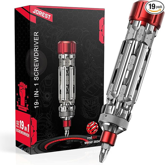 JOREST 19 in 1 Multi Screwdriver EDC Multibit Screwdriver Set Tool All in One, Birthday Gifts Ideas for Men Him Dad, Magnetic Screw Driver with Torx Phillips Hex, Pocket Repair Kit for Bike, Furniture