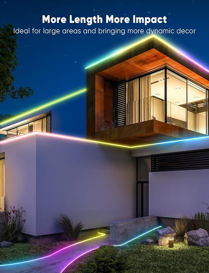 KIKO 32.8ft Rope Lights, 10m Led Strip Lights Remote APP Control,IP67 Outdoor Neon Lights Music Sync Led Rope Lights DIY Mode Neon Flex Strip Lights for Bedroom Indoors Outdoors Decor