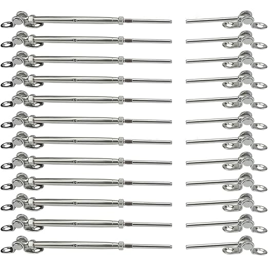 Cable Railing Hardware, 12 Pairs Railing Kit, for 1/8 System, Adjustable Angle, T316 Marine Grade