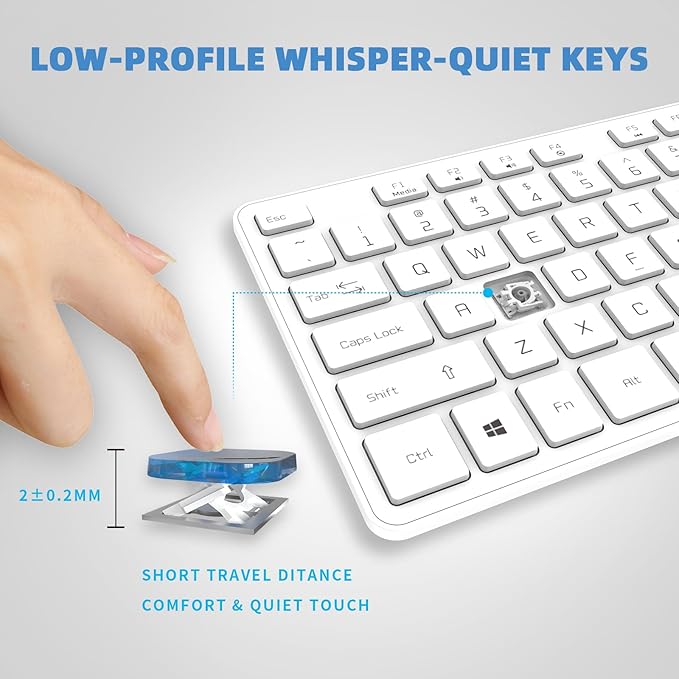 Wired USB Keyboard, Comfortable Quiet Chocolate Keys, Durable Ultra-Slim Wired Computer Keyboard(QWERTY) for PC, Windows 11/10/8/7/XP/Vista KB1430 - White