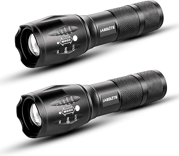 LED Emergency Handheld Flashlight with Adjustable Focus, Water Resistant, 5 Modes, Best Tactical Flashlight for Emergency, Camping and Fishing, 2 Pack