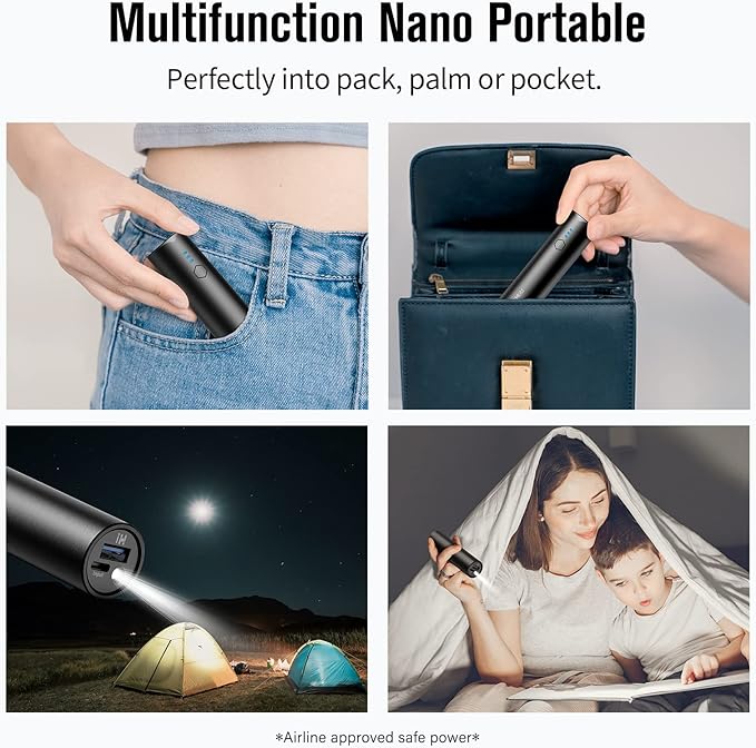 S03 Portable Charger, 5000mAh Pocket Size Power Bank, Juice Style USB-C Output Compatible with iPhone 15/14/13/12/11 and Android Phone - (Blue)