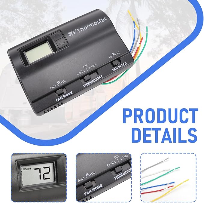 RV Digital Heat/Cool T-Stat Wall Thermostat Compatible with Coleman 8330-336 8330-337 8330-338 8330-339 8330-369 8330-386 Replace 83303862