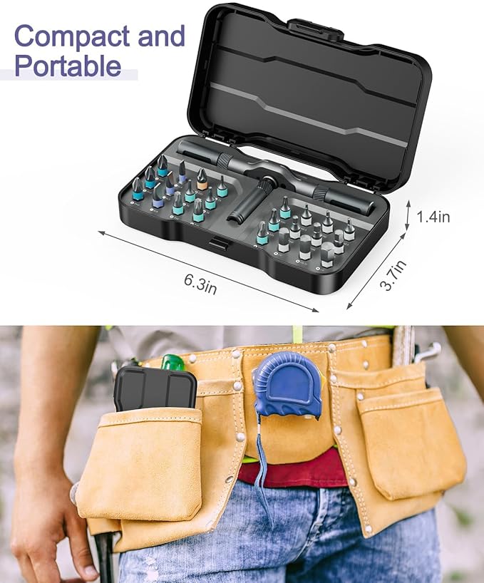 24 in 1 Magnetic Screwdriver Set, DIY Ratchet Screwdriver Set, Magnetic Screwdriver Kit, Detachable Assembly T Handle for Furniture Assembly, Precision Electrical Appliance Repair, Bicycle Tools