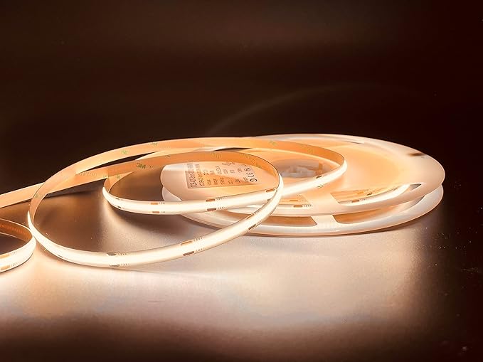 Inspired LED COB LED Strip Lights Warm White, 19.6ft Premium High Density 12V Tape Light, 2880 LEDs, 320+ LM/ft, CRI 90+, UL Listed (Power Supply Not Included) (12V Warm White)