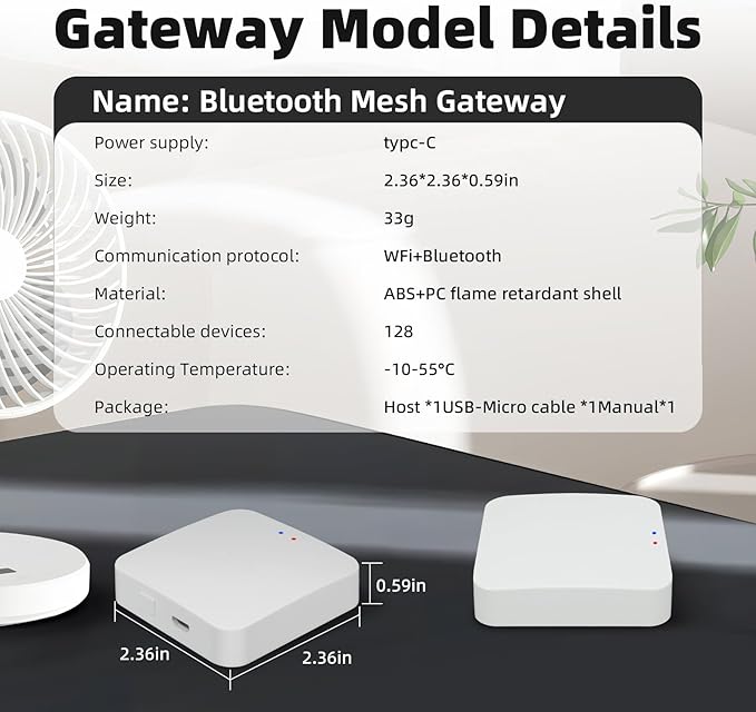 Smart Gateway, Tuya App Remote Control, Smart Home Bridge Hub, Support Smart Key Box and Door Lock for Remote Unlocking (White)