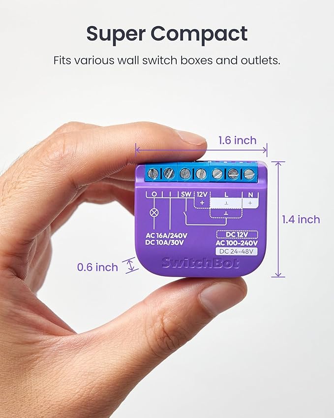 SwitchBot Smart Relay Switch 1(4pack),Smart Relay Module with Built-in Bluetooth Repeater, Wi-Fi&Bluetooth Switch Works with Alexa/AppleHome/Google Home/Matter Hub Required, 2.4GHz, Home Automation