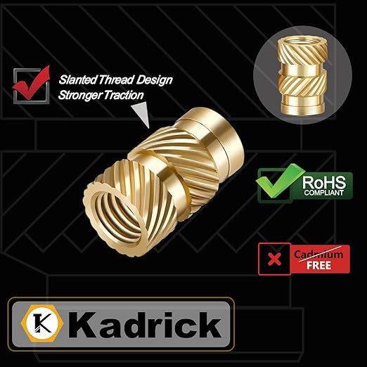 Kadrick 200Pcs M3 Threaded Inserts for 3D Printing Components,M3*H6*D4.5 Metric Brass Knurled Nuts, Insert by Heat into Plastic Parts