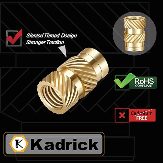 Kadrick 200Pcs M3 Threaded Inserts for 3D Printing Components,M3*5mm*4.5mm Metric Brass Knurled Nuts, Insert by Heat into Plastic Parts