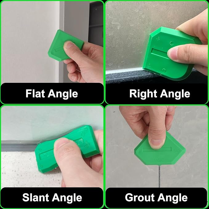 Caulk Remover and Finishing Tool Set – Metal Caulk Scraper with Replaceable Sharp and Serrated Blades, 5 Replaceable Silicone Finishing Pads, 3 Silicone Finishing Tools, DIY Home Repair Kit