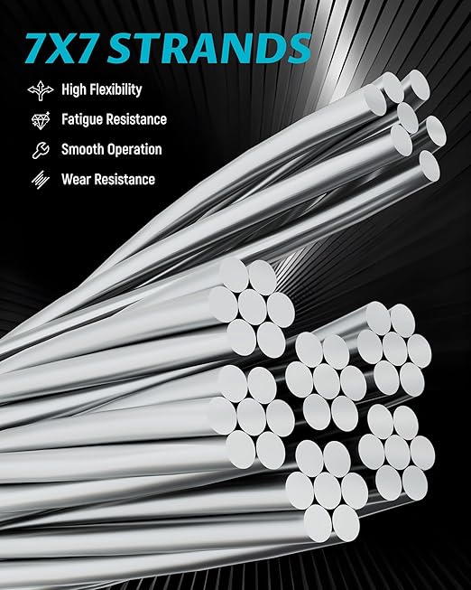 Lichamp 650FT 1/8" Stainless Steel Wire Rope Cable, Aircraft 316 SS Braided Steel Wire Thin Metal Cable Hardware for Deck Railing Handrail Safety System, SSC650