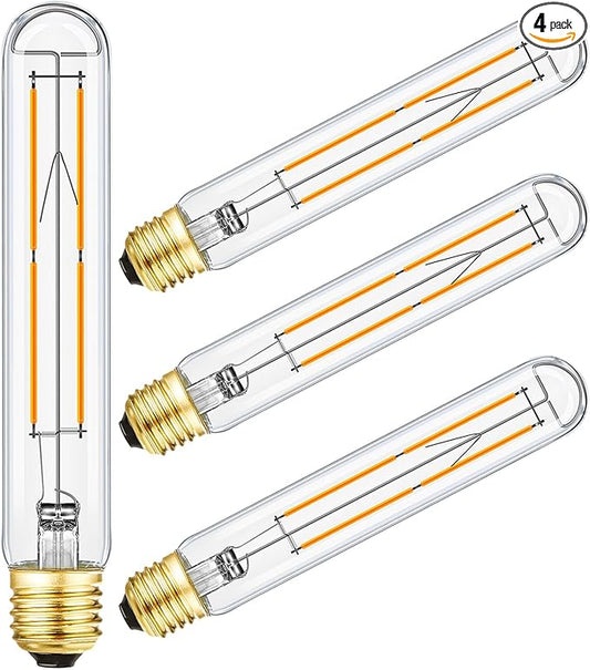 Leools Dimmable E26 Light Bulb 8W Equal 75 watt led Light Bulb Warm White 2700K AC120V Edison Light Bulbs 75 Watt 800LM Clear T10 led Bulb for Rustic Pendant,Industrial Pipe,Wall sconces,4Pack
