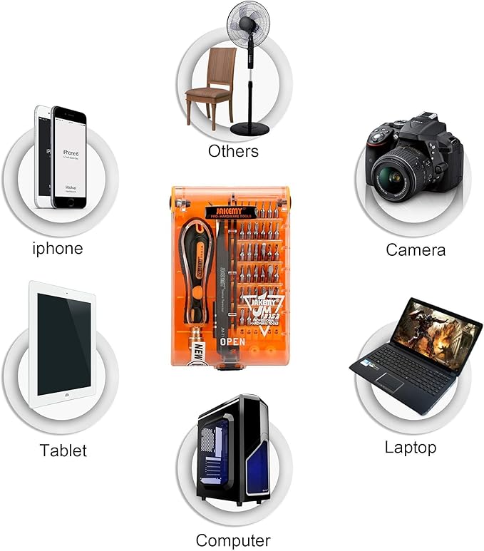 Screwdriver Set By JAKEMY, 43 in 1 Precision Screwdriver Kit Magnetic Replaceable Bits Repair Tool Kit Opening Tool and Tweezer for phone Cellphone PC Electronics