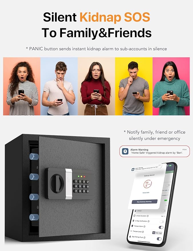 FORFEND Smart Home Safe | WiFi Safe Box App Lock/Alarm | Voice Command, Kidnap Alarm, Tamper Detect, Frozen Mode, Sub Account| Digital Safe Anti Theft
