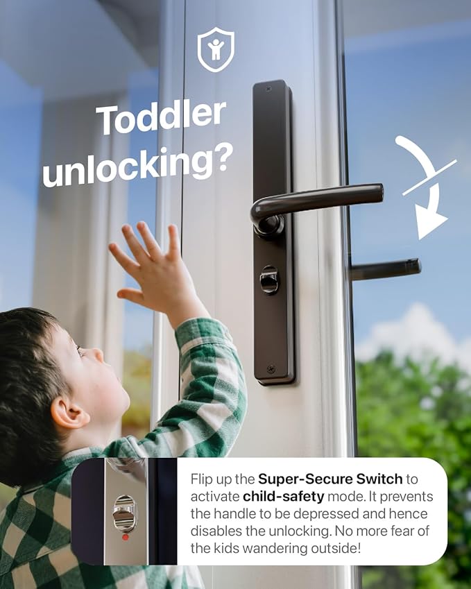 Electronic Smart Door Lock Fingerprint Door Lock with Keypad，Smart Lock for Front Door Children Proof Deadbolt IC Card, App Control & Mechanical Key 40–90mm Multipoint Locks (OSP Black)