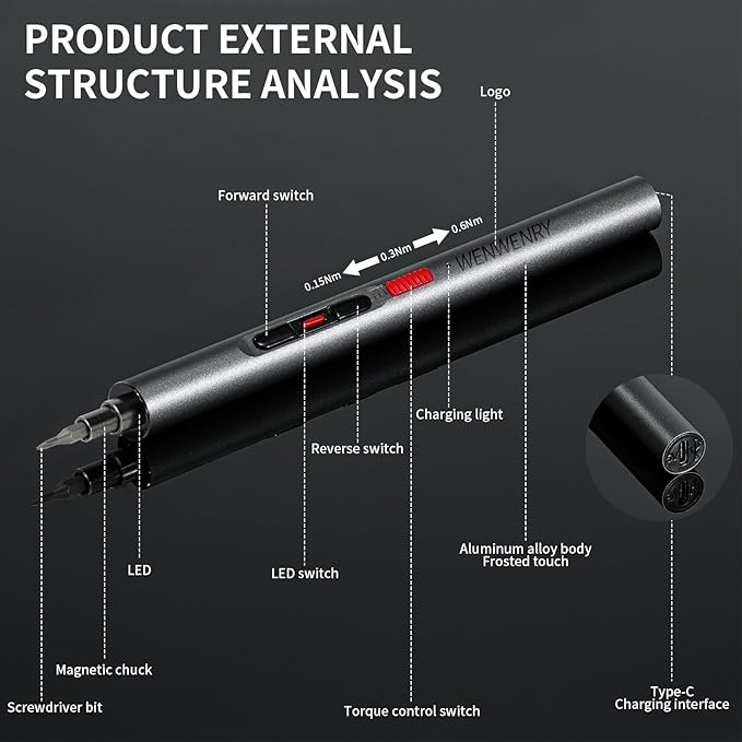 Mini Electric Screwdriver Set,Precision Electric Screwdriver，72-in-1 Magnetic Bits，3 Gears Torque, 3LED light,Magnetic Storage，Overload Protection, Repair Tool Set