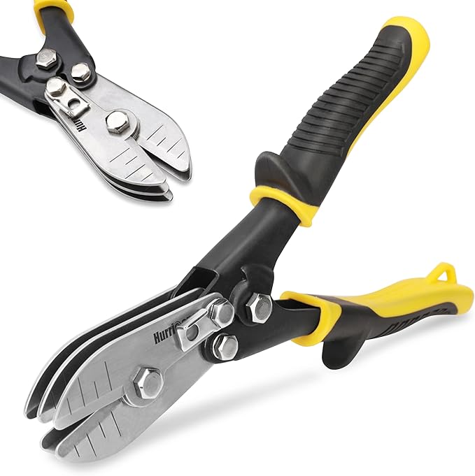 HURRICANE 5 Blade Sheet Metal Crimper. HVAC Crimping Tool for Ductwork, Downspouts & Stove Pipes. 9-1/2 inch Heavy-Duty Hand Crimper with Safety Lock. 5-Blade Sheet Metal Crimpers Tool