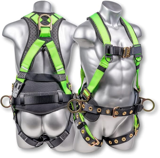 Palmer Safety Hammerhead 5pt Safety Harness Back Padded, QCB Chest, Tongue Buckel Legs Straps, Back & Side D-Rings
