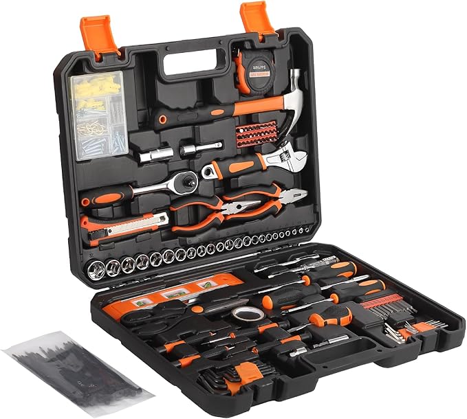 247 Piece Home Repair Tool Kit, General Household Home Repair Tool Set, General Mechanic Hand Tool Set, Household Tool Kit with Plastic Toolbox Storage Case, Perfect for Homeowner, Diyer, Handyman