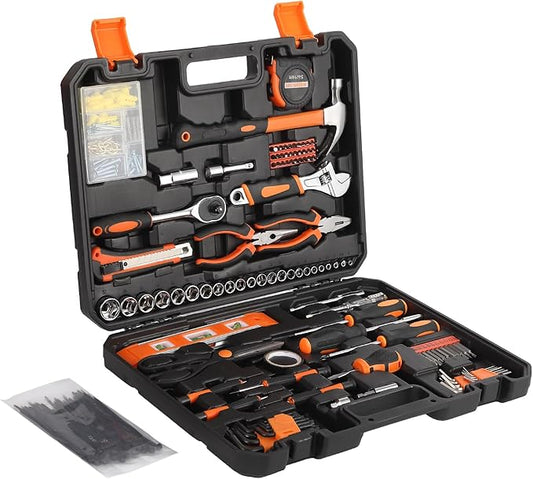 247 Piece Home Repair Tool Kit, General Household Home Repair Tool Set, General Mechanic Hand Tool Set, Household Tool Kit with Plastic Toolbox Storage Case, Perfect for Homeowner, Diyer, Handyman