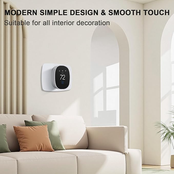AUURIO Thermostat Wall Plate Compatible with 2025 ecobee Smart Thermostat Essential Trim Kit Increased Decorative Coverage Stylish Programmable WiFi Thermostat Accessory Trim Plate Easy Installation